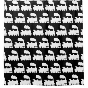 Steam Train Pattern - White on Black