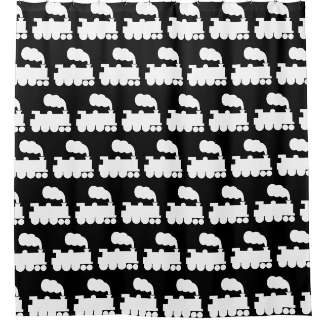 Steam Train Pattern - White on Black (Front)