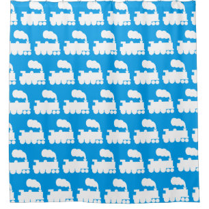 Steam Train Pattern - White on Blue
