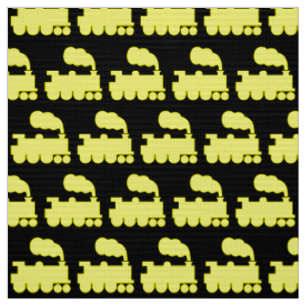Steam Train Pattern - Yellow on Black Fabric