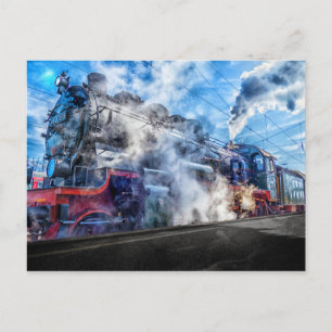 steam train postcard