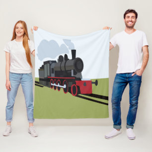 Steam Train Railroad  Fleece Blanket