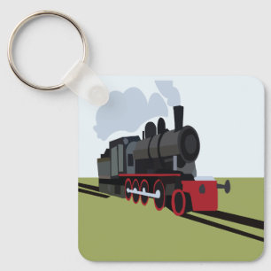 Steam Train Railroad Keychain