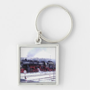 steam train railway locomotive station engine keychain