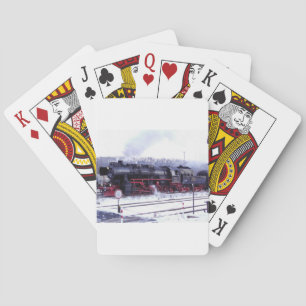 steam train railway locomotive station engine playing cards