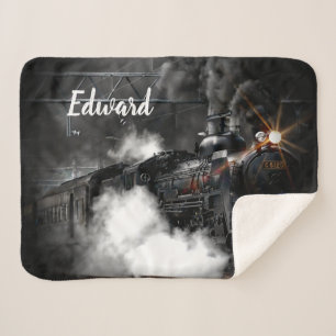 Steam Train Sherpa Blanket