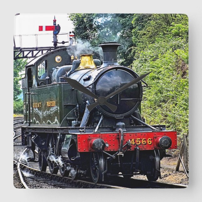 STEAM TRAIN SQUARE WALL CLOCK (Front)