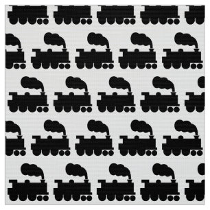Steam Train Symbol Pattern - Black Fabric