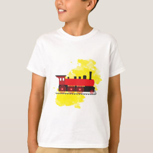 Steam Train with Watercolor Background Design T-Shirt