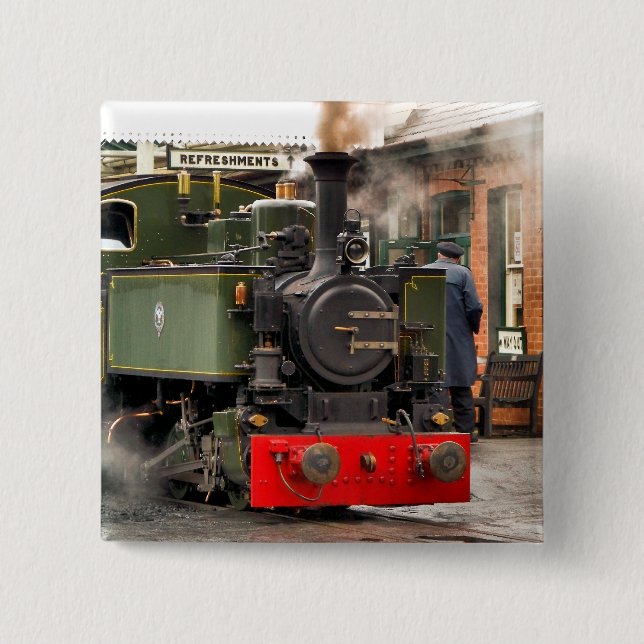 STEAM TRAINS 2 INCH SQUARE BUTTON (Front)