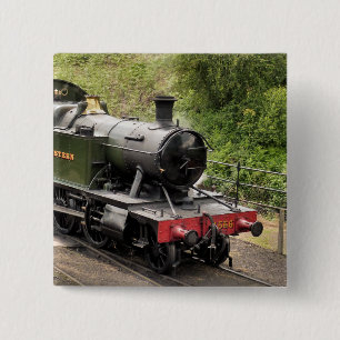 STEAM TRAINS 2 INCH SQUARE BUTTON