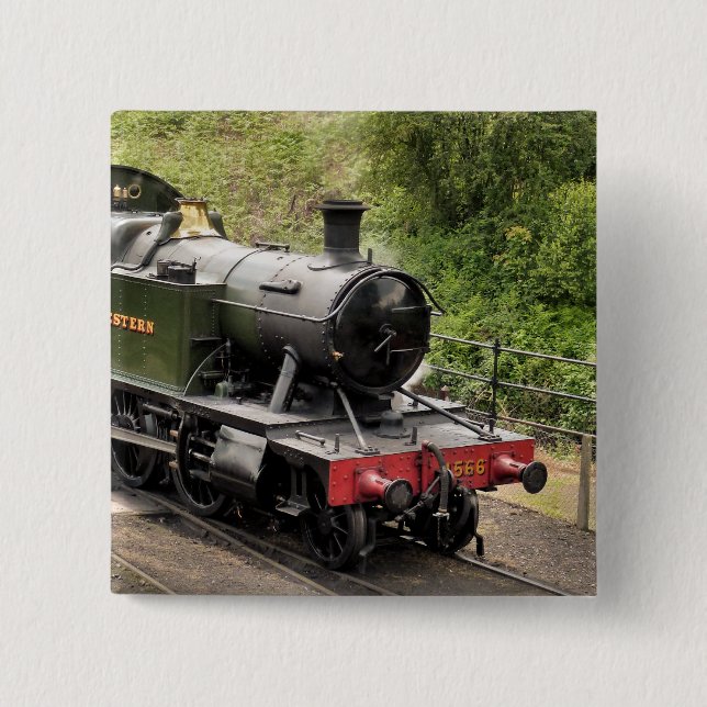 STEAM TRAINS 2 INCH SQUARE BUTTON (Front)