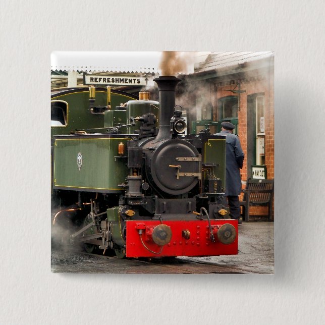 STEAM TRAINS 2 INCH SQUARE BUTTON (Front)