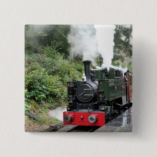 STEAM TRAINS 2 INCH SQUARE BUTTON