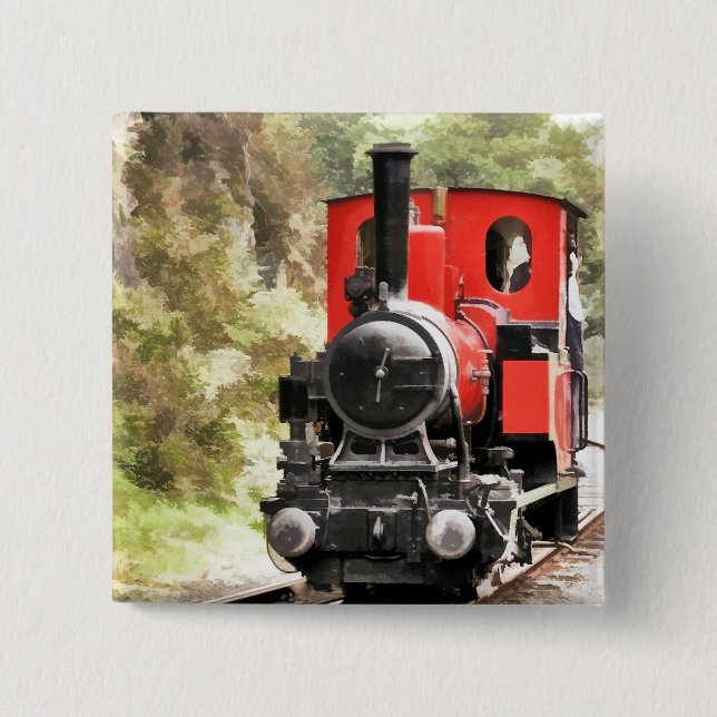 STEAM TRAINS 2 INCH SQUARE BUTTON (Front)