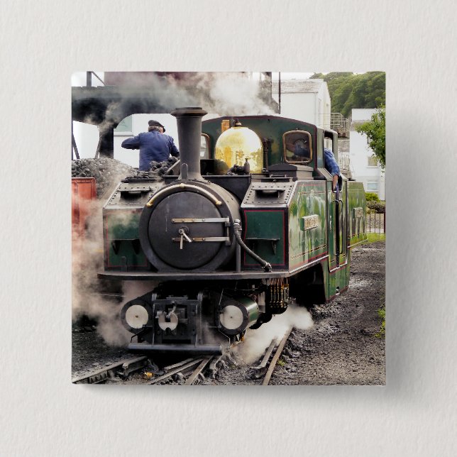 STEAM TRAINS 2 INCH SQUARE BUTTON (Front)