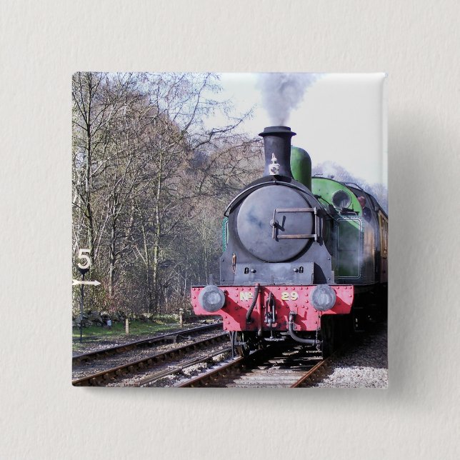 STEAM TRAINS 2 INCH SQUARE BUTTON (Front)
