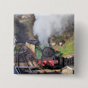 STEAM TRAINS 2 INCH SQUARE BUTTON