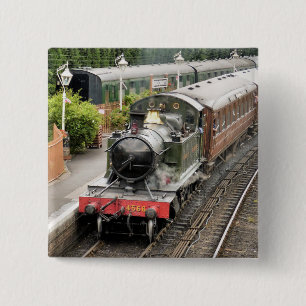 STEAM TRAINS 2 INCH SQUARE BUTTON