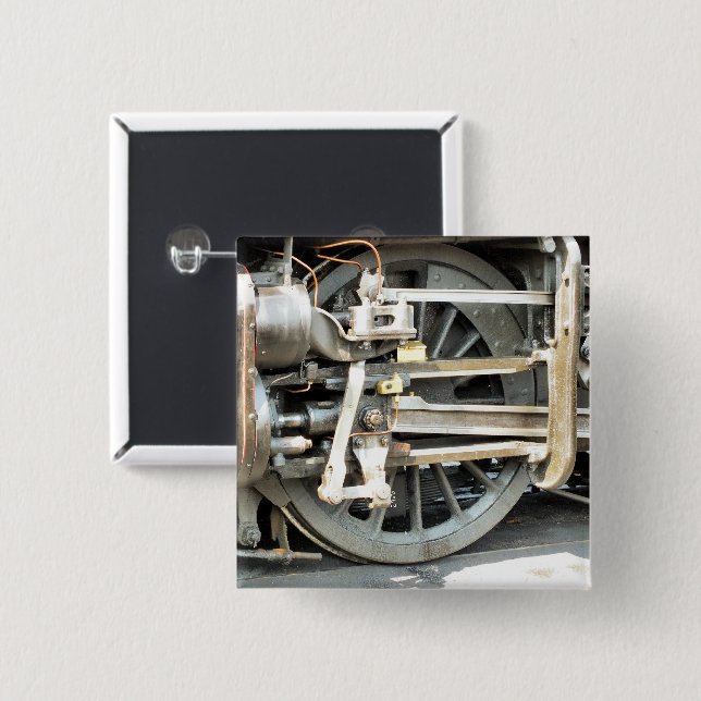 STEAM TRAINS 2 INCH SQUARE BUTTON (Front & Back)