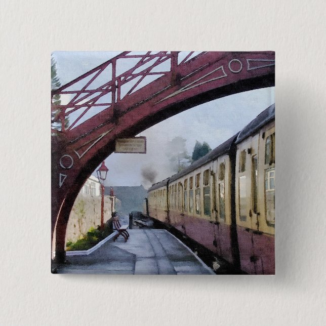 STEAM TRAINS 2 INCH SQUARE BUTTON (Front)