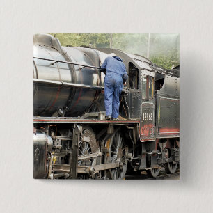 STEAM TRAINS 2 INCH SQUARE BUTTON
