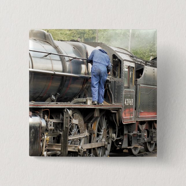 STEAM TRAINS 2 INCH SQUARE BUTTON (Front)