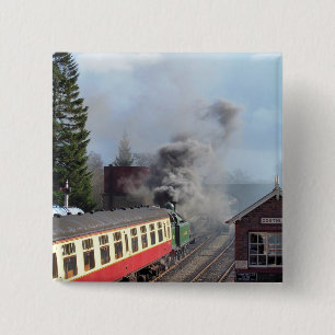 STEAM TRAINS 2 INCH SQUARE BUTTON