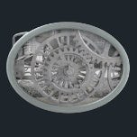 STEAM TRAINS BELT BUCKLE<br><div class="desc">A photographic design of the wheels of a very early model of a steam train.</div>