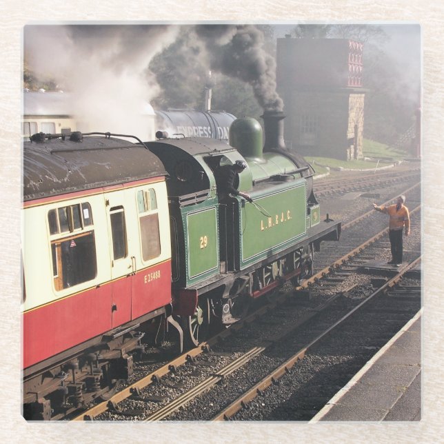 STEAM TRAINS GLASS COASTER (Front)