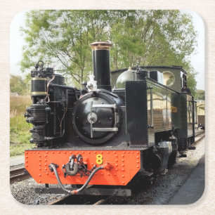 STEAM TRAINS SQUARE PAPER COASTER