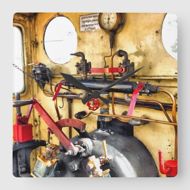 STEAM TRAINS    SQUARE WALL CLOCK (Front)