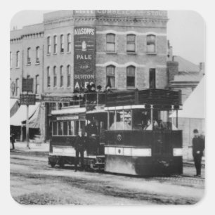 Steam Tram in North London in the 1880s Square Sticker