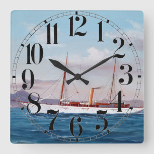 Steam Yacht SY Vanduara 1906 Square Wall Clock