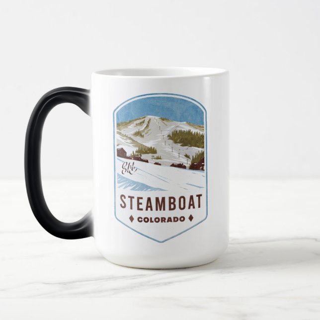 Steamboat Colorado Ski Badge Magic Mug (Left)