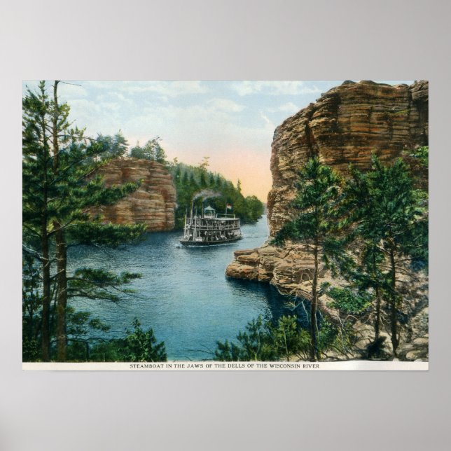 Steamboat, Dells of Wisconsin River Vintage Poster (Front)
