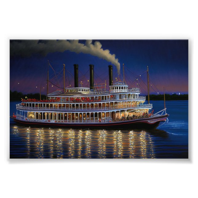 Steamboat On The Mississippi, Nautical Art Photo Print (Front)