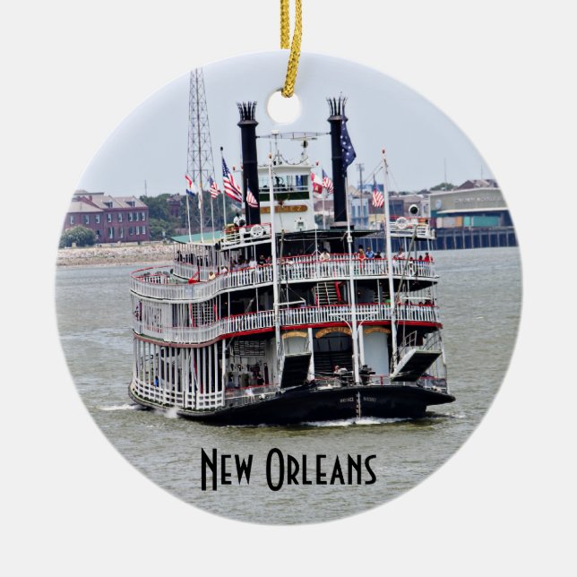 Steamboat on the Mississippi River Ceramic Ornament (Front)
