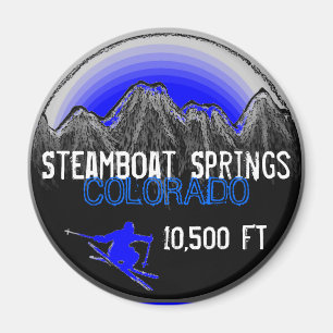 Steamboat Springs Colorado blue ski magnet