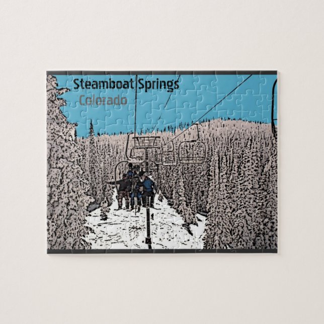 Steamboat Springs Colorado day on lift puzzle (Horizontal)