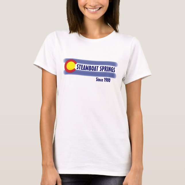 Steamboat Springs Colorado local flag ladies tee (Front)