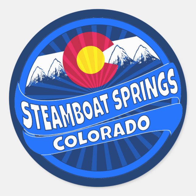 Steamboat Springs Colorado mountain burst sticker (Front)