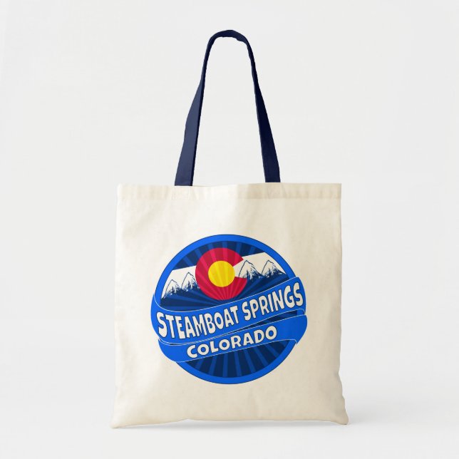 Steamboat Springs Colorado mountain burst tote bag (Front)
