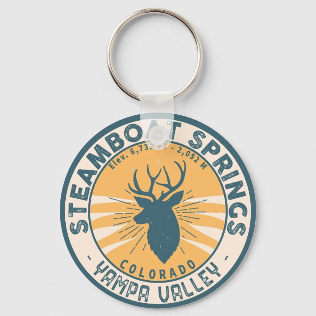 Steamboat Springs Colorado Mountain Camping Hiking Keychain (Front)