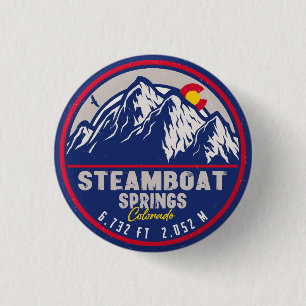 Steamboat Springs Colorado Mountain Ski Hiking 1 Inch Round Button