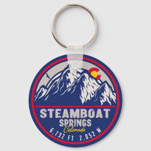 Steamboat Springs Colorado Retro Sunset Souvenirs Keychain