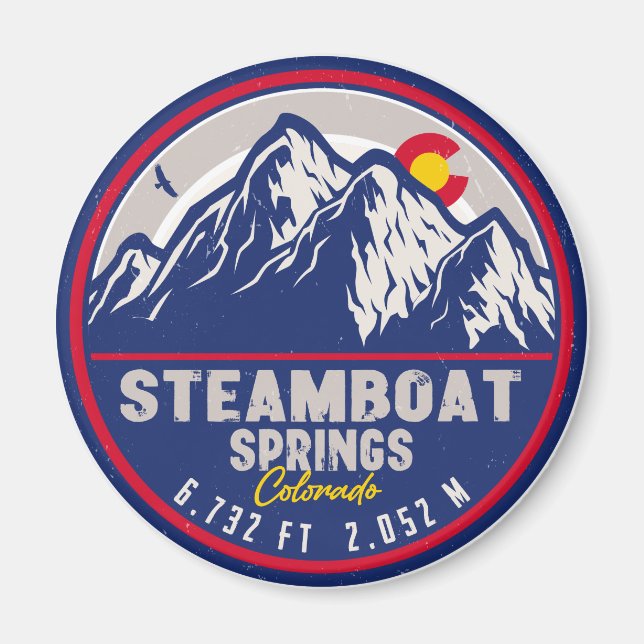Steamboat Springs Colorado Retro Sunset Souvenirs Magnet (Front)
