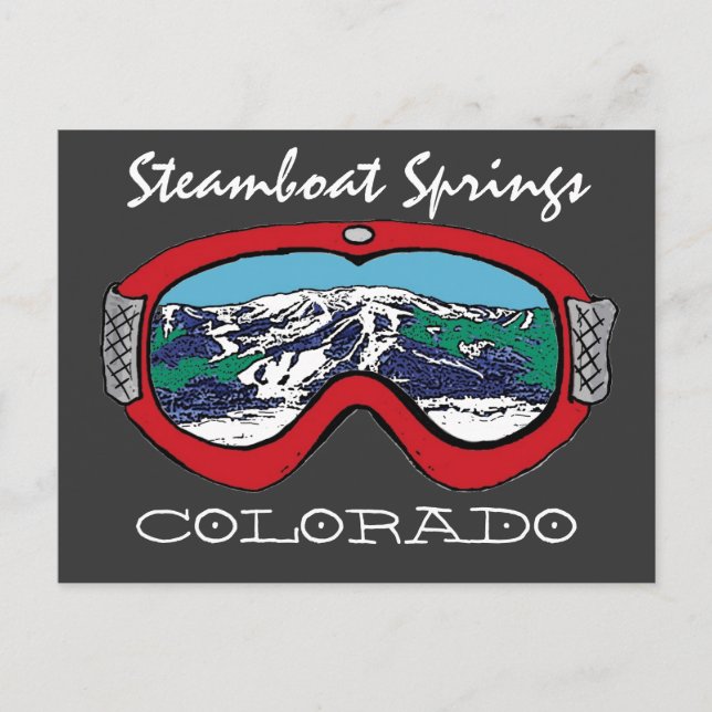 Steamboat Springs Colorado rouge goggle carte post (Devant)