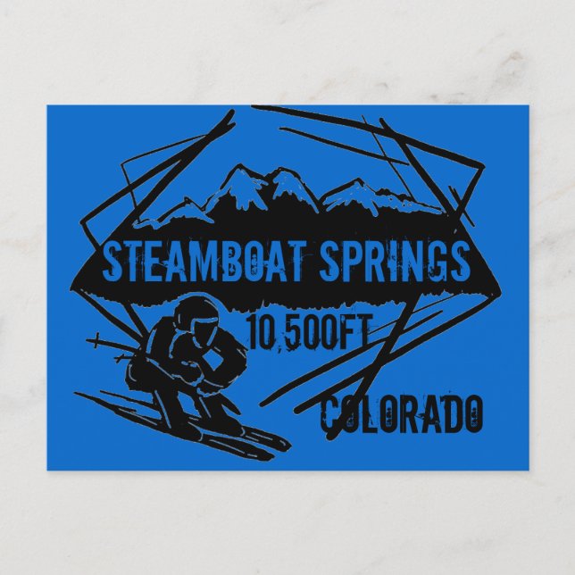 Steamboat Springs Colorado ski elevation postcard (Front)