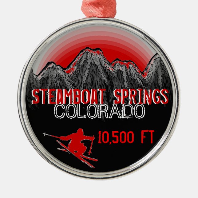 Steamboat Springs Colorado ski red ornament (Front)
